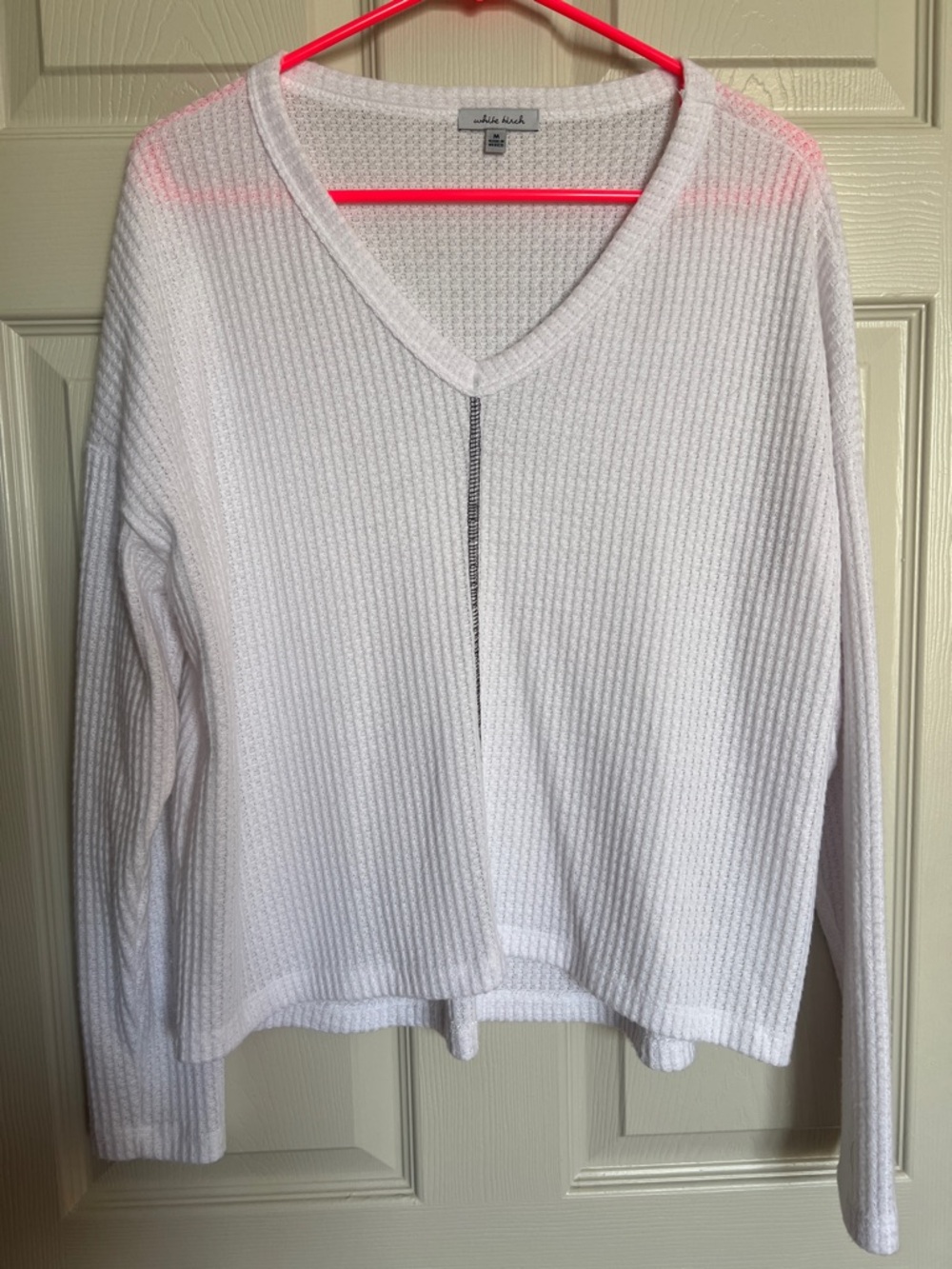 White Birch from NanaMacs - Good Track Record Long Sleeve Waffle Top (White)